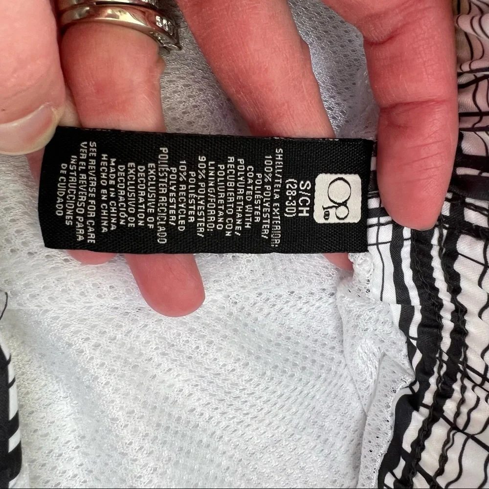 OP BOARD SHORT SWIM TRUNKS PLAID WHITE BLACK SMALL